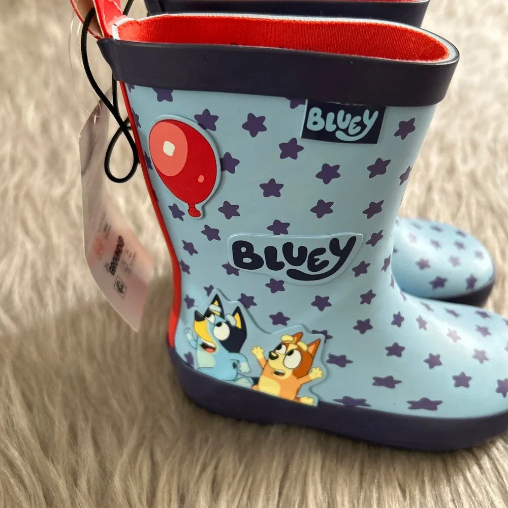 Bluey Ground Up Rain Boots Toddler Girls Size 5-6 Blue Slip On Shoes Boot